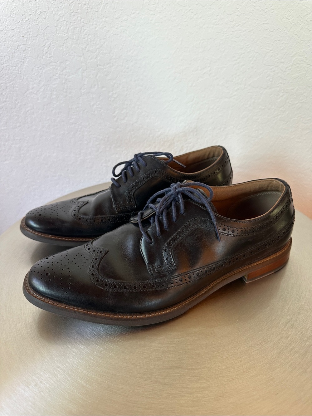 Aldo Black Leather Wingtip Derby Shoes Sz11